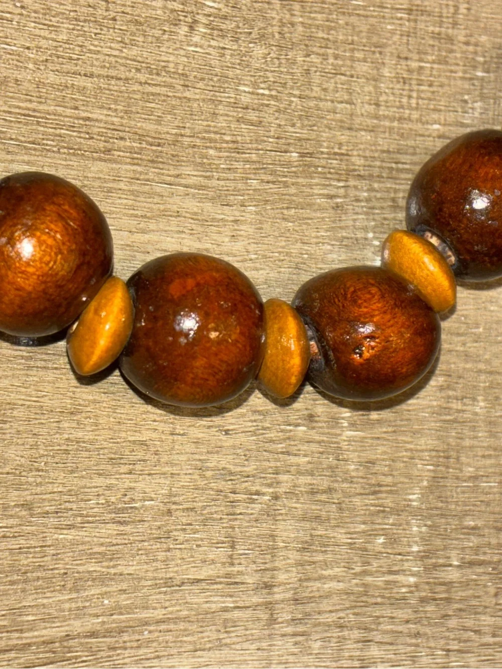 Handcrafted Brown Wood Bead Bracelet - Natural Brown